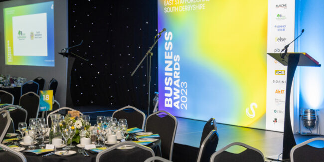 East Staffordshire and South Derbyshire Business Awards 2023 evening setup