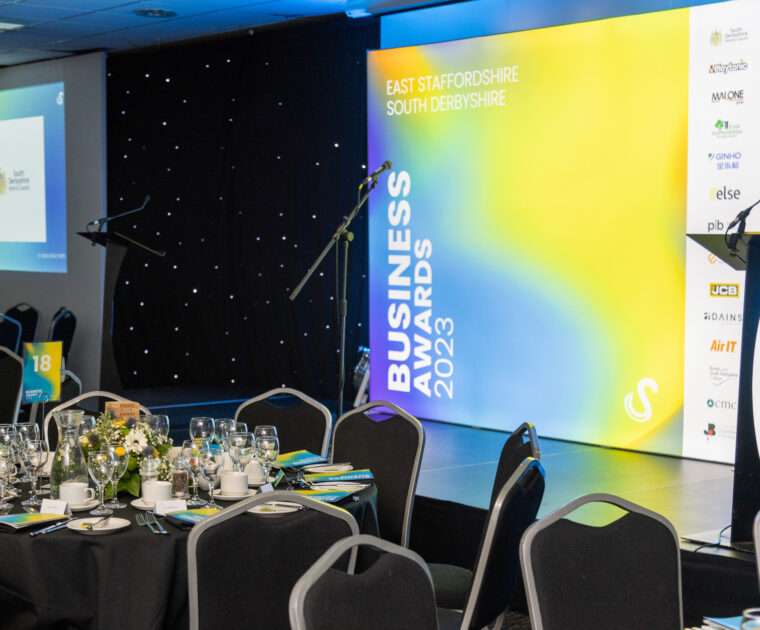 East Staffordshire and South Derbyshire Business Awards 2023 evening setup